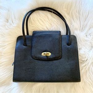 🎉🛍️HOST PICK🎉🛍️ Vintage Black Leather Twist Lock Handbag